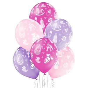 Rózsaszín Baby Girl léggömb, lufi 6 db-os 12 inch (30cm)