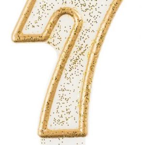 Arany csillámos 7-es Gold számgyertya, tortagyertya