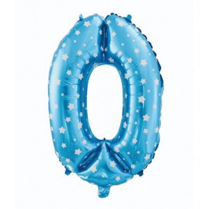 Kék Blue with Stars 0-ás szám fólia lufi 61 cm