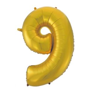 Arany 9-es Gold Mat szám fólia lufi 92 cm