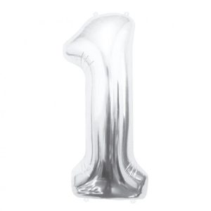 Ezüst Silver 1-es szám fólia lufi 85 cm