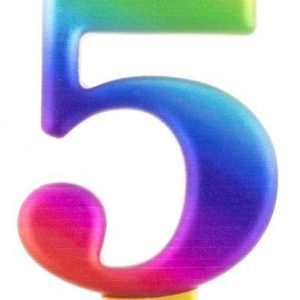 Színes 5-ös Galaxy számgyertya, tortagyertya
