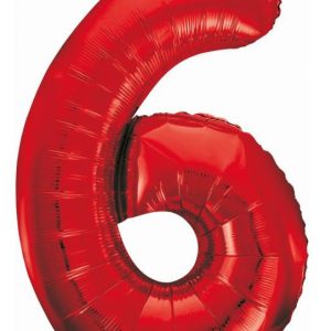 Piros 6-os Red szám fólia lufi 85 cm
