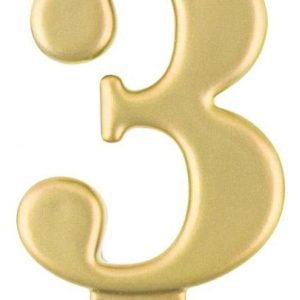 Arany 3-as Metallic számgyertya, tortagyertya