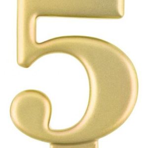 Arany 5-ös Metallic számgyertya, tortagyertya