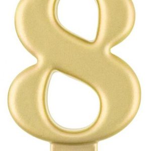 Arany 8-as Metallic számgyertya, tortagyertya
