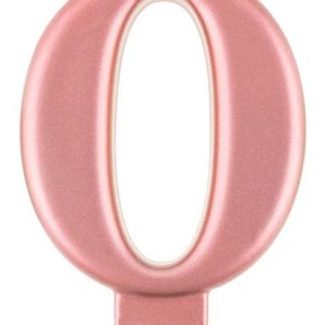 Rose Gold 0-ás Metallic számgyertya, tortagyertya