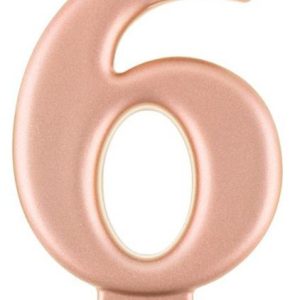 Rose Gold 6-os Metallic számgyertya, tortagyertya