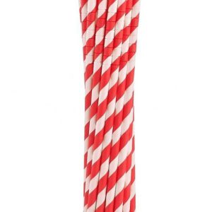 Piros Red Stripes rugalmas papír szívószál 12 db-os
