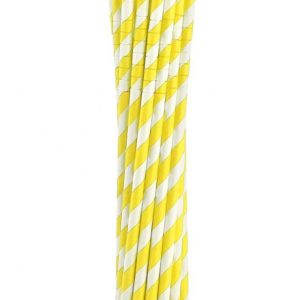 Sárga Yellow Stripes rugalmas papír szívószál 12 db-os