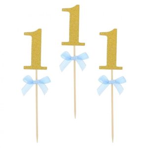 Kék 1st Birthday díszítő pálca 10 db-os