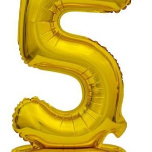 Arany B&C Gold mini 5-ös szám fólia lufi talppal 38 cm