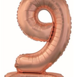 Rose Gold 9-es szám fólia lufi talppal 74 cm