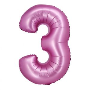 Rózsaszín Satin Pink 3-as szám fólia lufi 76 cm