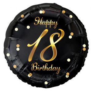 Happy Birthday 18 B&C Gold fólia lufi 36 cm