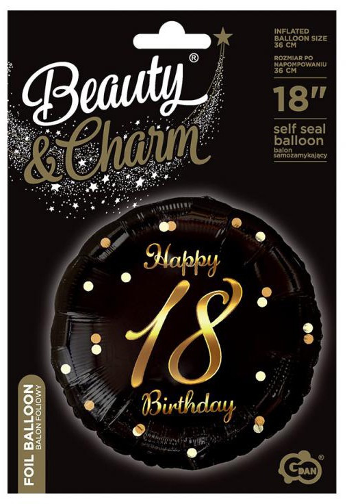 Happy Birthday 18 B&C Gold fólia lufi 36 cm - Image 2
