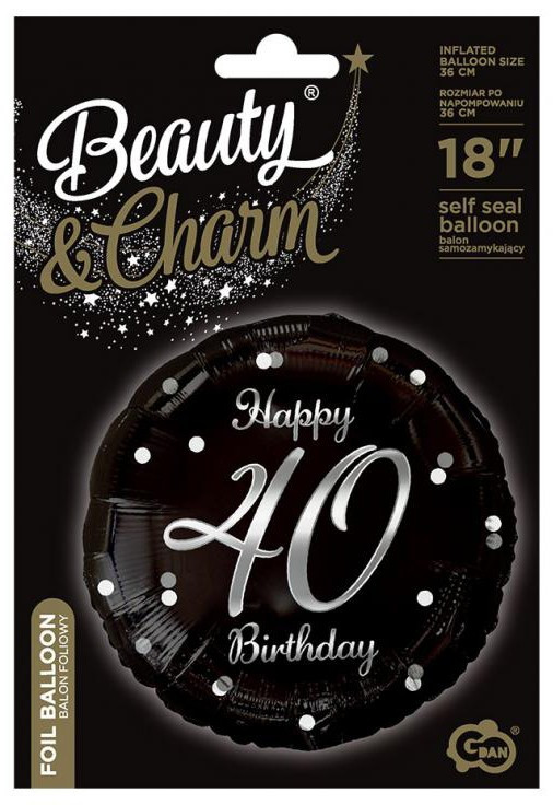 Happy Birthday 40 B&C Silver fólia lufi 36 cm - Image 2