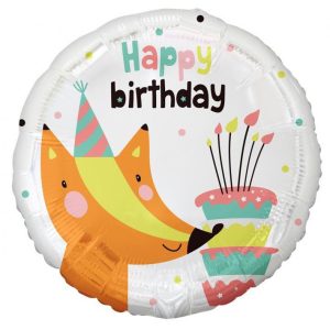 Róka Happy Birthday Fox fólia lufi 36 cm