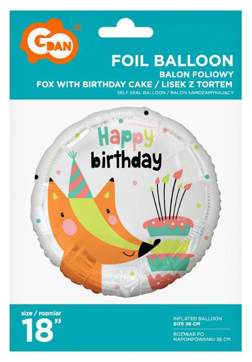 Róka Happy Birthday Fox fólia lufi 36 cm - Image 2