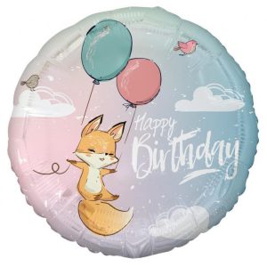 Róka Happy Birthday Fox Pastel fólia lufi 36 cm