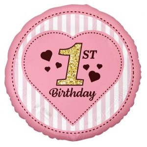 Első születésnap Pink fólia lufi 36 cm
