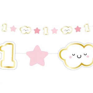 Első születésnap Pink 1st Birthday mini girland 120 cm
