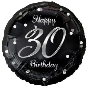 Happy Birthday 30 B&C Silver fólia lufi 36 cm