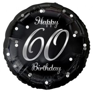Happy Birthday 60 B&C Silver fólia lufi 36 cm