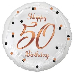 Happy Birthday 50 B&C White fólia lufi 36 cm