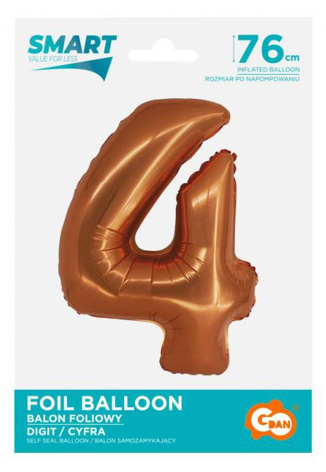 Réz 4-es Copper szám fólia lufi 76 cm - Image 2