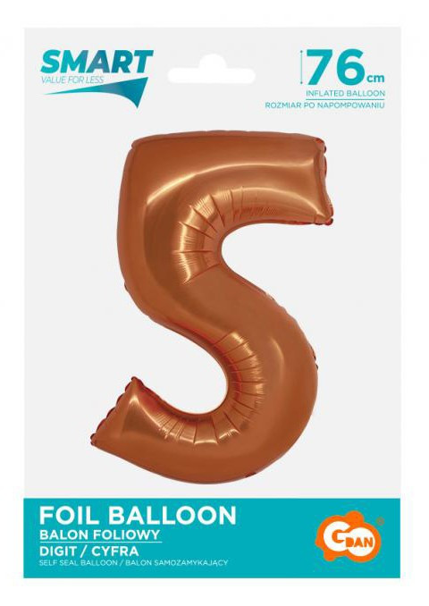 Réz 5-ös Copper szám fólia lufi 76 cm - Image 2