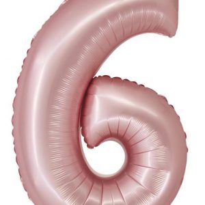Rózsaszín 6-os Light Pink Mat szám fólia lufi 76 cm