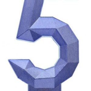 Kék 5-ös Diamond Metallic számgyertya, tortagyertya