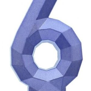 Kék 6-os Diamond Metallic számgyertya, tortagyertya