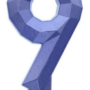 Kék 9-es Diamond Metallic számgyertya, tortagyertya