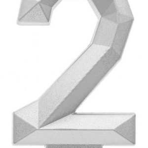 Ezüst 2-es Diamond Metallic számgyertya, tortagyertya