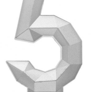 Ezüst 5-ös Diamond Metallic számgyertya, tortagyertya