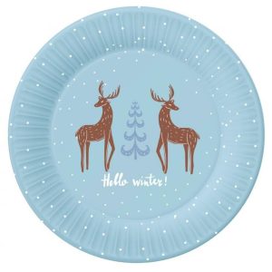 Karácsonyi Hello Winter Blue papírtányér 6 db-os 18 cm