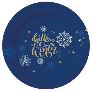 Karácsonyi Snowflakes papírtányér 6 db-os 18 cm