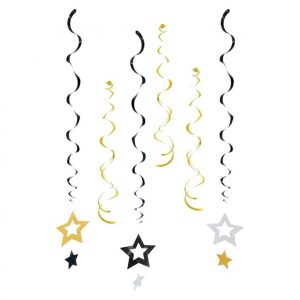 Csillag Glitter Stars szalag dekoráció 6 db-os szett
