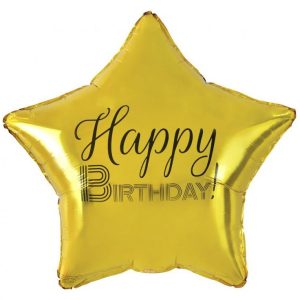 Arany Happy Birthday Gold csillag fólia lufi 44 cm