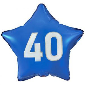 Kék Happy Birthday 40 Blue csillag fólia lufi 44 cm