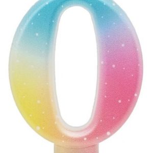 Színes 0-ás Pastel Ombre számgyertya, tortagyertya