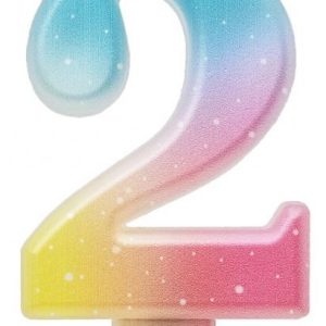 Színes 2-es Pastel Ombre számgyertya, tortagyertya