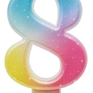 Színes 8-as Pastel Ombre számgyertya, tortagyertya