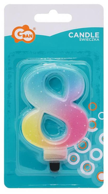Színes 8-as Pastel Ombre számgyertya, tortagyertya - Image 2
