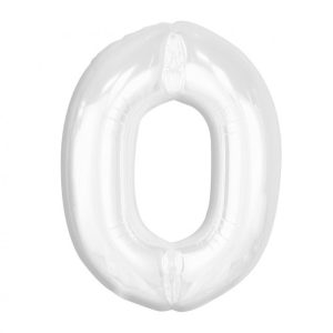Fehér B&C White 0-ás szám fólia lufi 92 cm