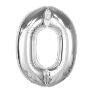 Ezüst 0-ás Silver szám fólia lufi 92 cm
