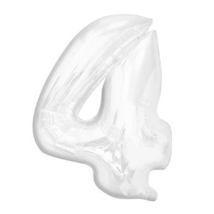 Fehér B&C White 4-es szám fólia lufi 92 cm