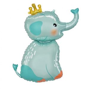 Elephant with Crown, Elefánt fólia lufi 70 cm